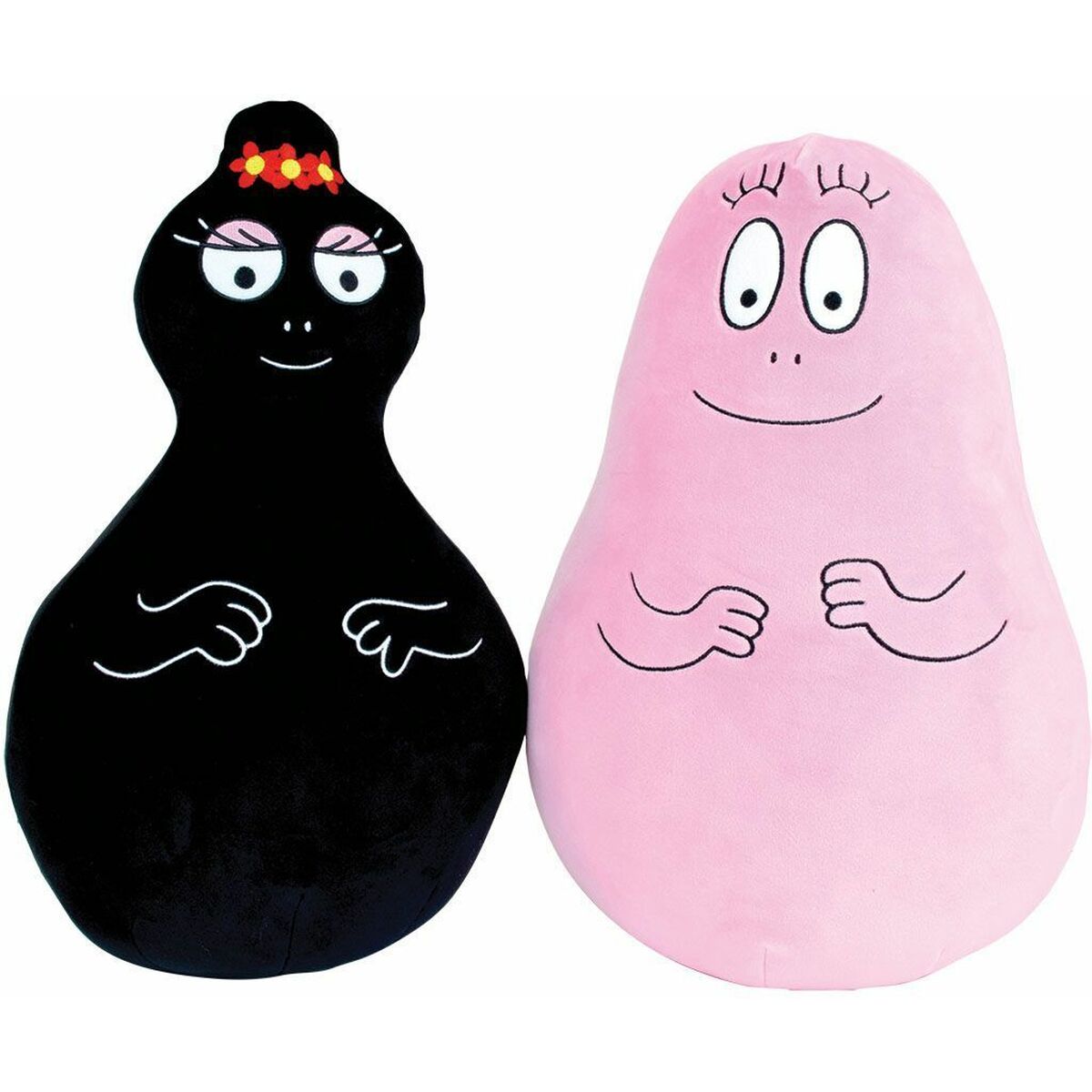 Ensemble de coussins Jemini Barbapapa & Barbamama Noir Rose 40 cm Tissu Peluche 2 Pièces