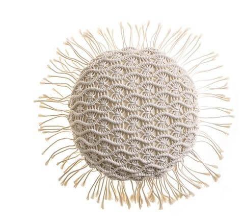 Coussin Macramé Rond Beige