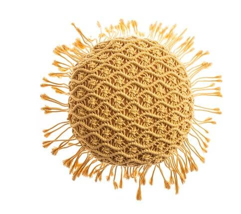 Coussin Macramé Rond Jaune