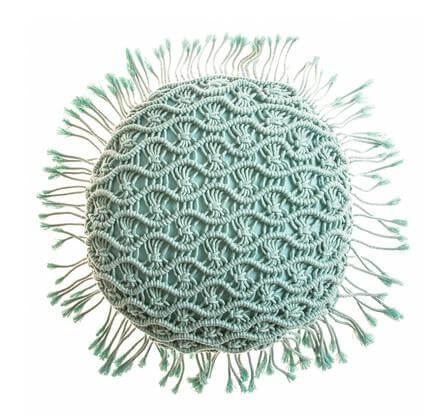 Coussin Macramé Rond Vert