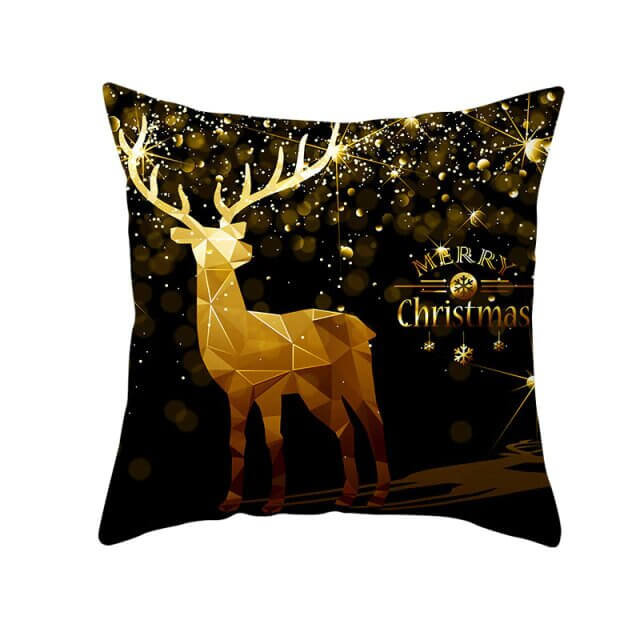 Coussin Noël Cerf en Or
