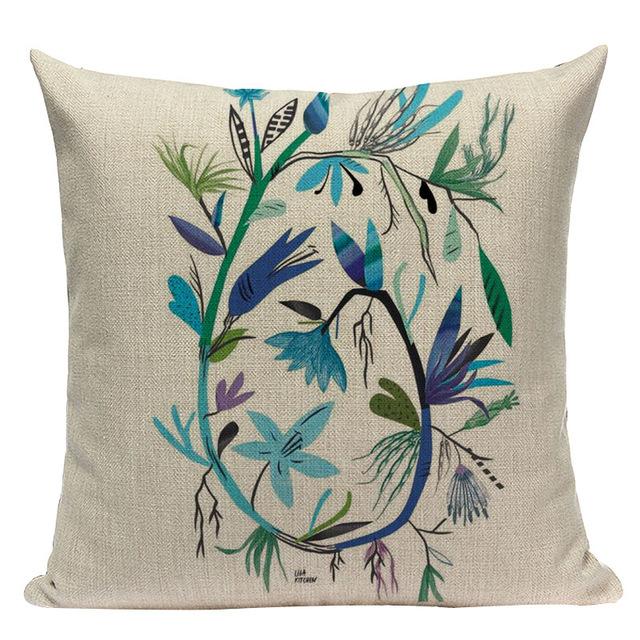 Coussin Blue Végétal Bleu