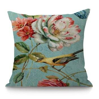 Coussin Fleurs Oiseaux