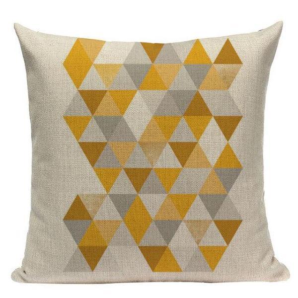 Coussin Géométrique Jaune Et Gris