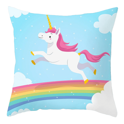 Coussin Licorne Bleu