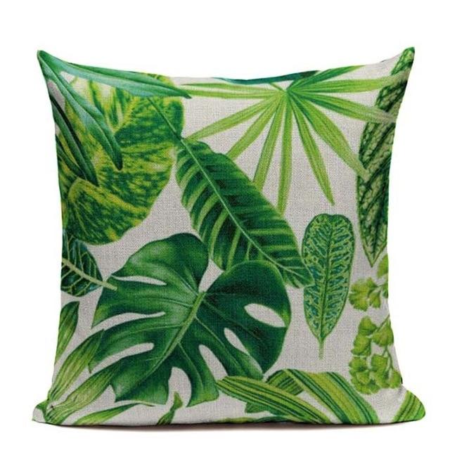 Coussin Motif Feuillage Tropical