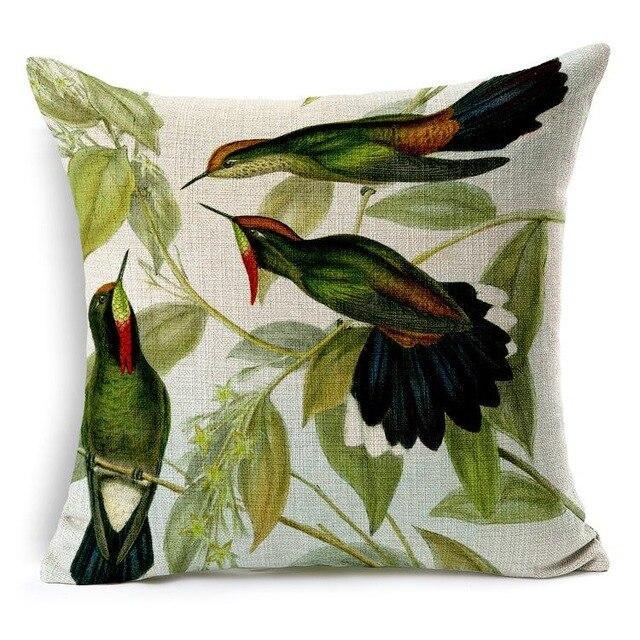 Coussin Oiseau Vert