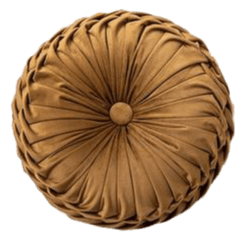 Coussin Rond Velours Moutarde