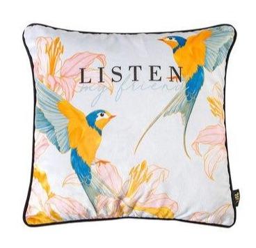 Coussin Velours Oiseaux