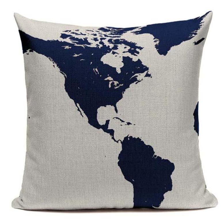 Housse De Coussin Déco Carte