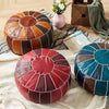 plusieurs Pouf Marocain Cuir Rouge